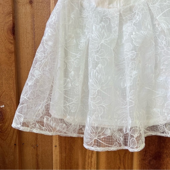 Ivory White Embroidered Bustier Strapless Tulle Mini Dress 🌿 - Picture 6 of 9